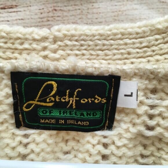 LATCHFORDS OF IRELAND CABLE KNIT OVERSIZED SLOUCHY SWEATER IN 100% WOOL - Picture 5 of 12
